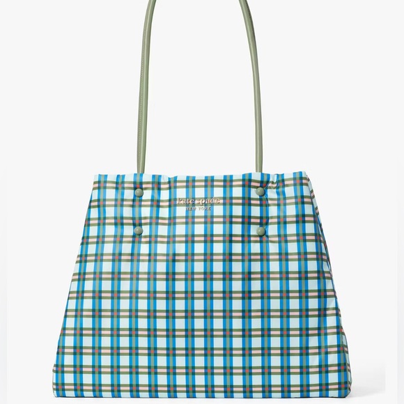 Kate Spade ♠️ Everything Puffy Plaid Tote - Picture 1 of 10